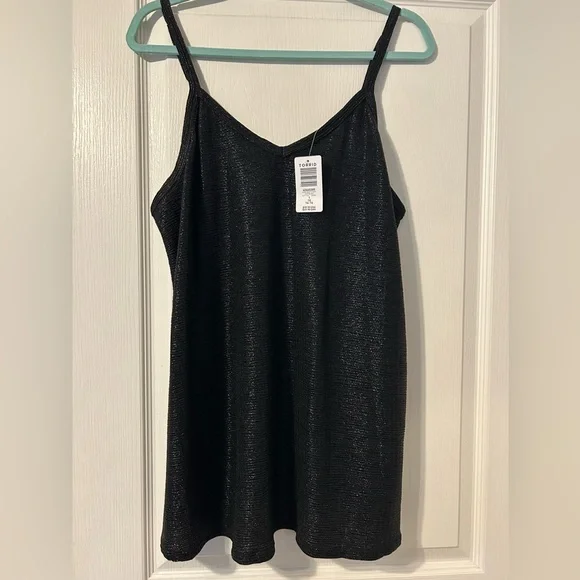 Torrid Shine Black Metallic Deep V Tank Top - Picture 2 of 4